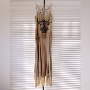 Sue Wong Tan Beaded Formal Gown Size 10 - tags attached